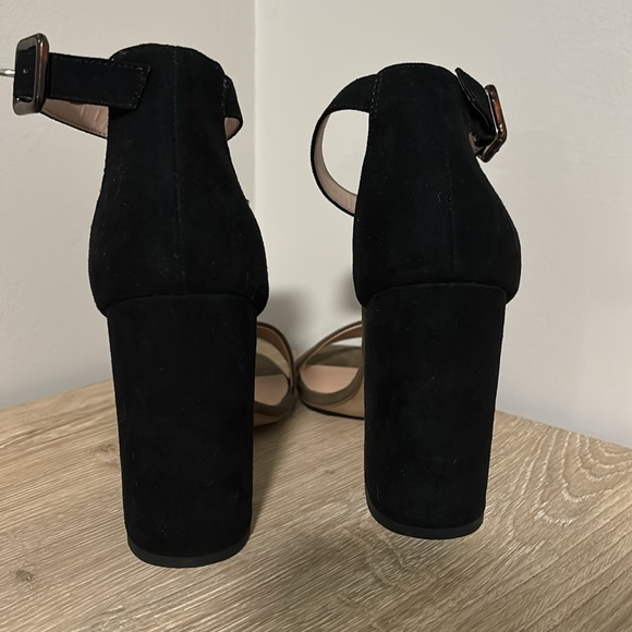 New Look Suede Open Toe Two Tone Block Heeled Sandal In Khaki Green Size 6 - Picture 5 of 7